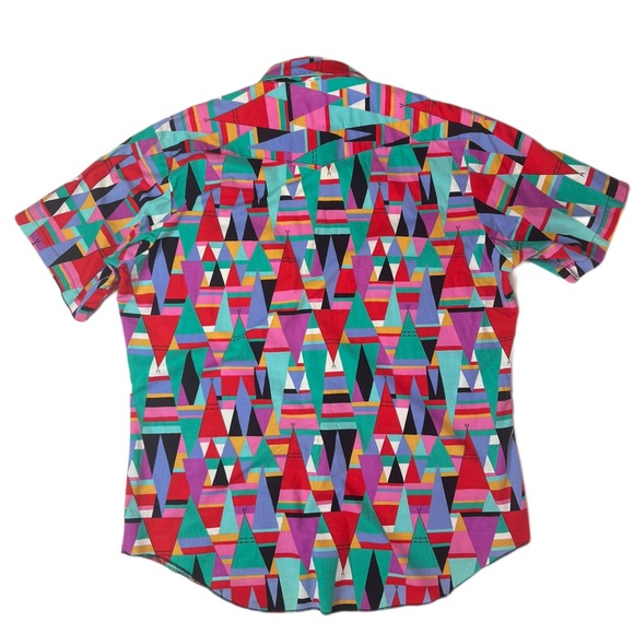 Vintage Wrangler Abstract Geometric Short Sleeve Button Up Western Shirt L XL - Picture 2 of 10